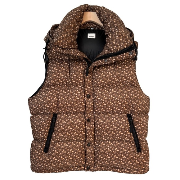 Burberry Monogram Down Puffer Coat Detachable Sleeve Tan Brown XXXL - Picture 6 of 15